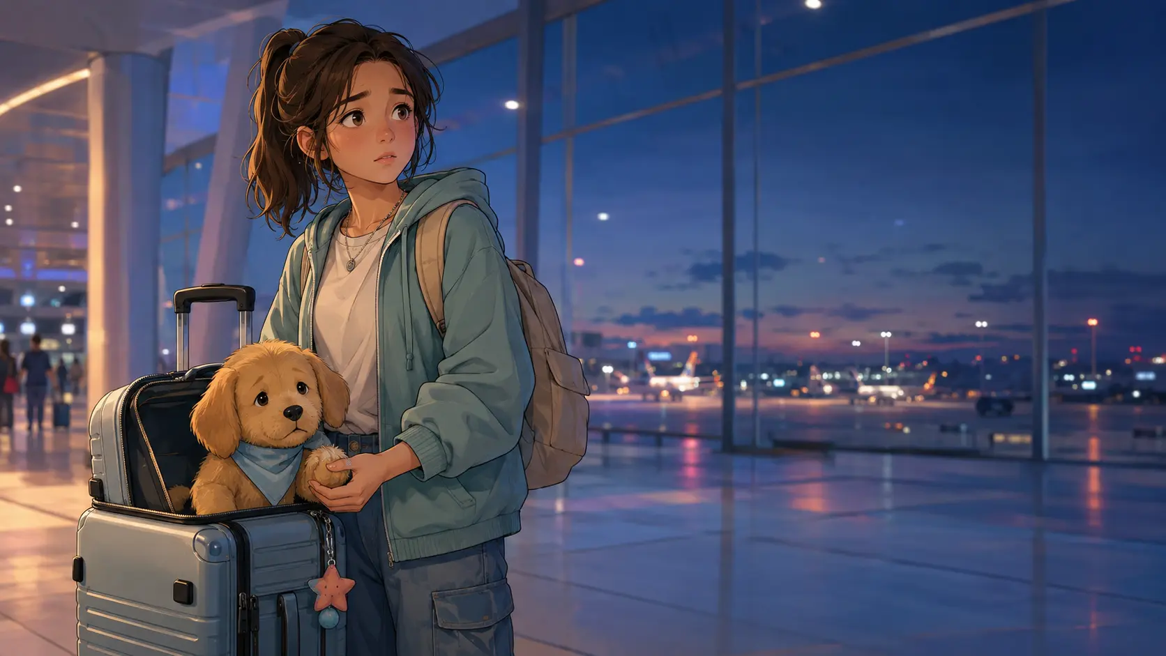 Maya arrives at Incheon Airport with Biscuit