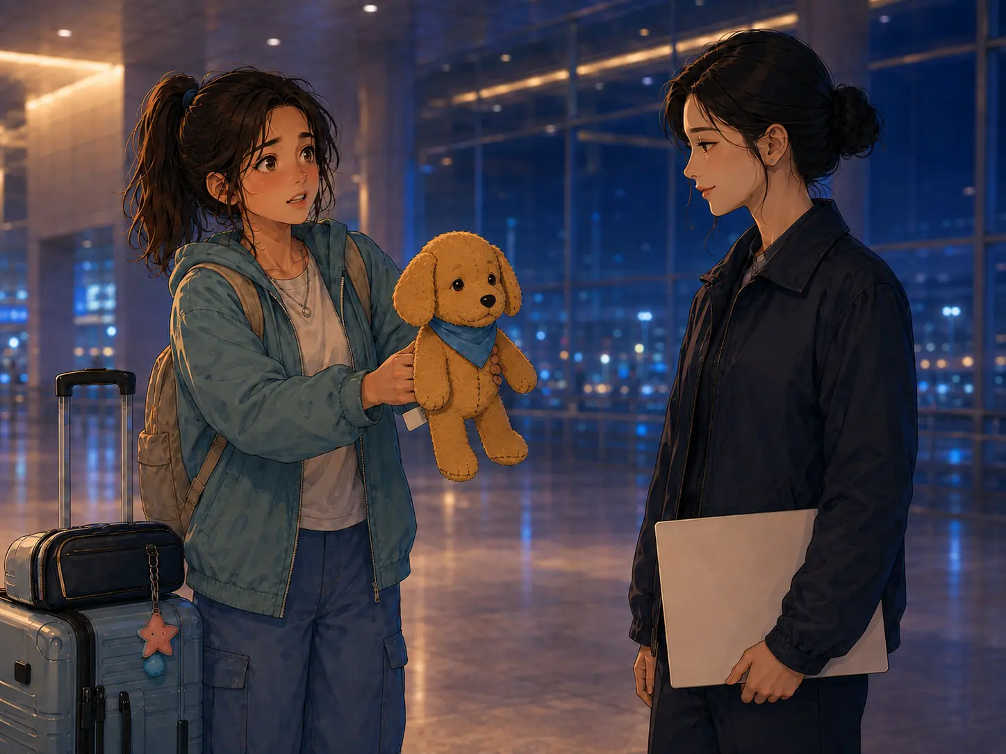 Maya shows that Biscuit is a stuffed animal